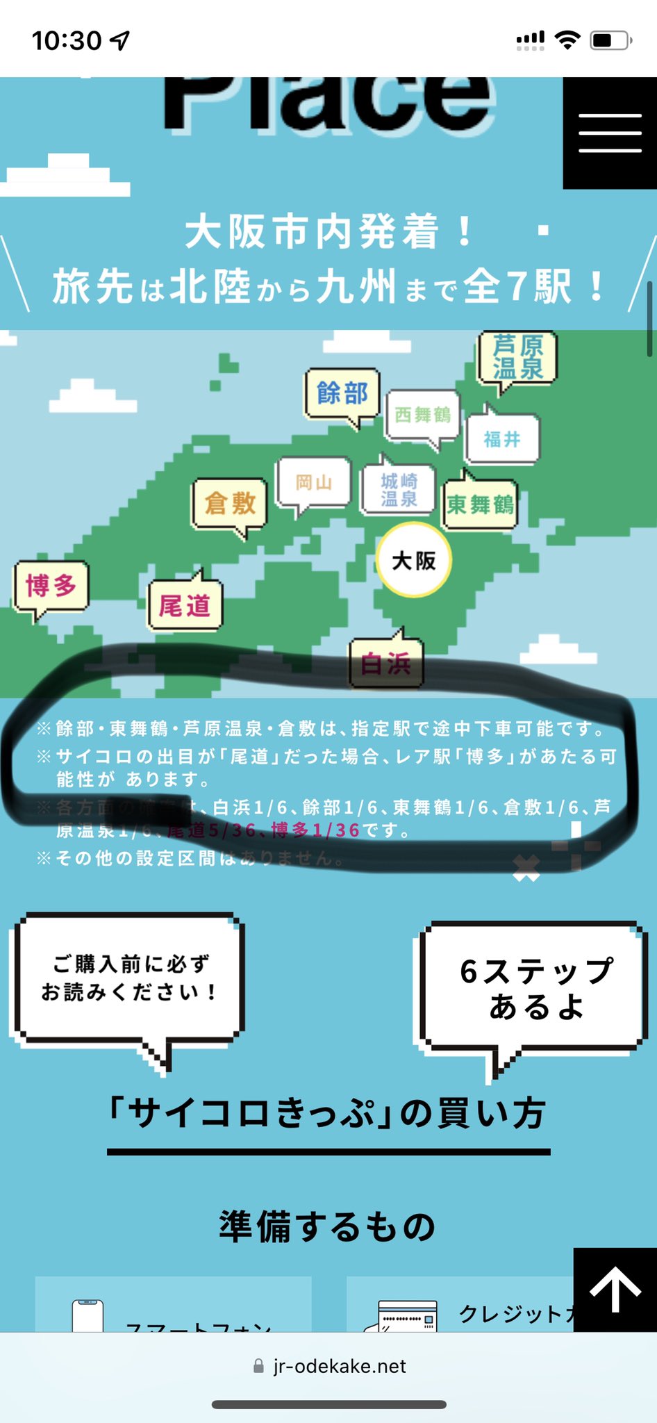 JRサイコロきっぷ（大阪市内⇄東舞鶴）2人分 JRサイコロきっぷ（大阪市内⇄東舞鶴）2人分