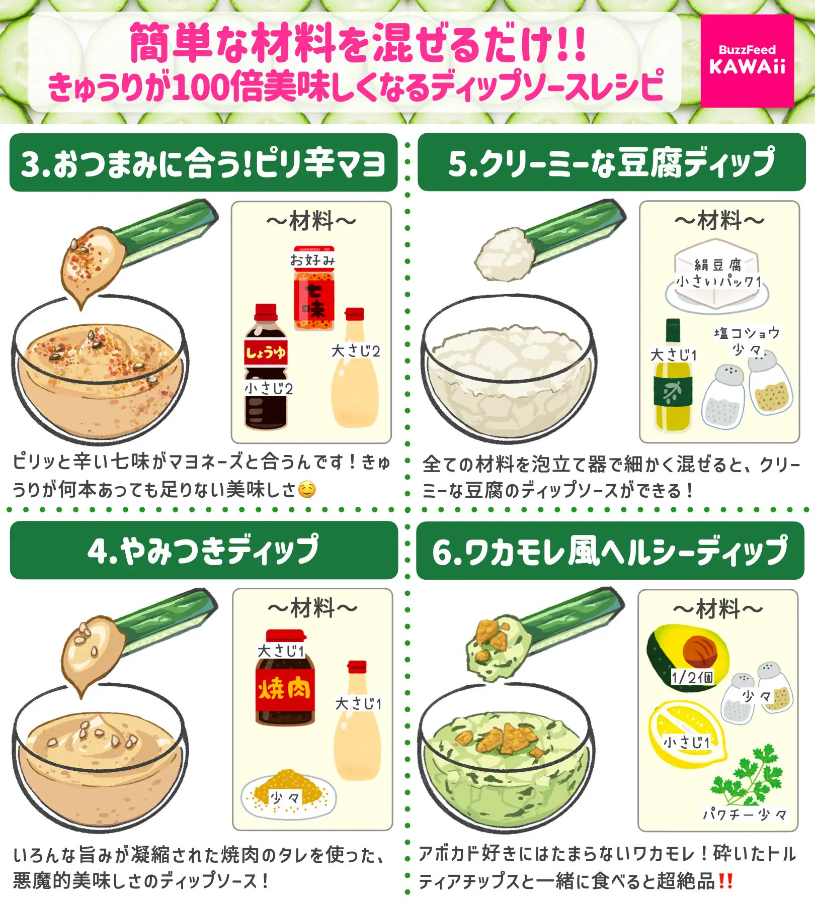 きゅうり好きさん必見！きゅうりをより美味しく食べられそうなディップソースレシピ6選！