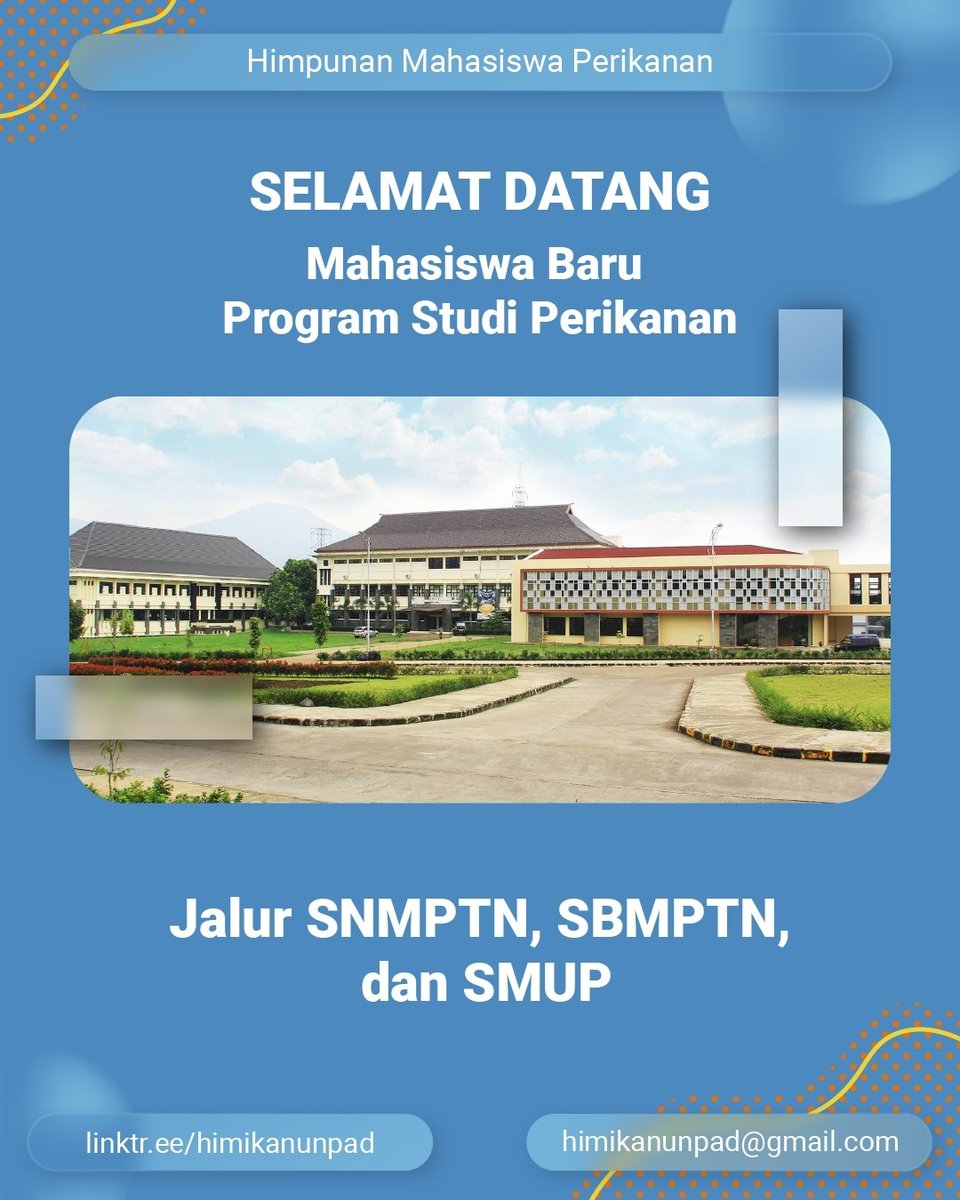 himikan_unpad's tweet photo. [Selamat datang Mahasiswa Baru Program Studi Perikanan]

Selamat datang mahasiswa baru Program Studi Perikanan jalur SNMPTN, SBMPTN, dan SMUP! 

#SALAMBAHARI
#BAHARIJAYA https://t.co/X0c7PbRmzG