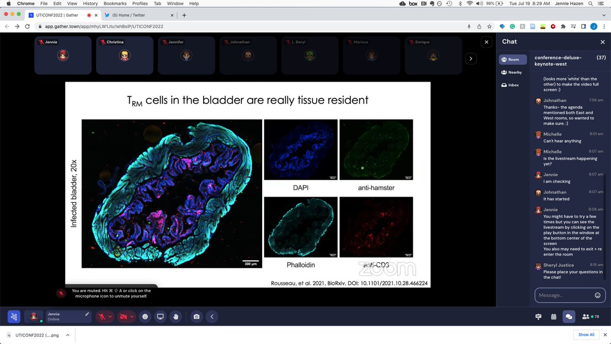 What a FANTASTIC way to start a conference! Great talk from <a href="/ImmunoBladder/">Molly Ingersoll</a> about immune responses and immune memory in the bladder😍. Thank you, Dr. Ingersoll! #UTICONF22
(And yes, she did show those pictures 😉)