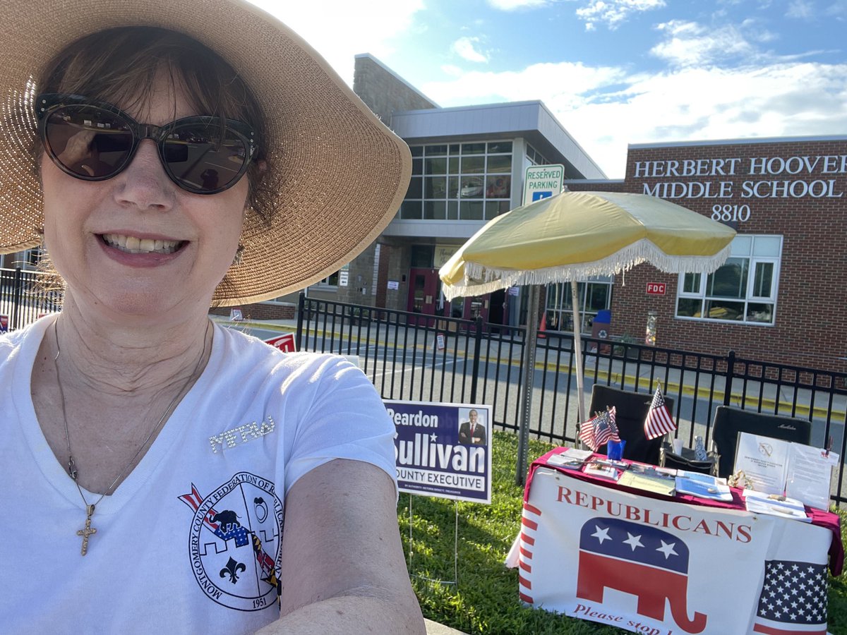 HalversonLaurie's tweet photo. Marylanders, have you voted yet? I’m volunteering at the Republican table at Hoover MS. #MoCoPolitics #MCGOP https://t.co/nkwNsUJ9vV