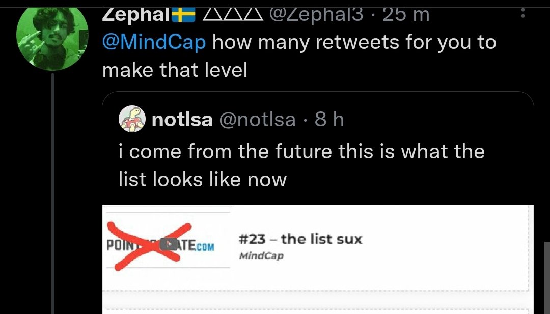 Zephal3's tweet image. 3000 retweets for "the list sux". My fellow gd gamers, we can do this. Go.