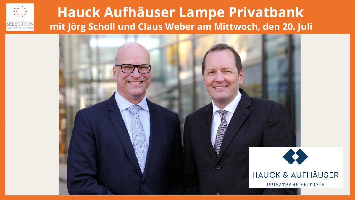 AssetSelection's tweet photo. Webinar mit Hauck Aufhäuser Lampe Privatbank AG 
Morgen, Mittwoch, 20. Juli 2022 - 10:00 Uhr
Jetzt anmelden unter https://t.co/aaPNjaFTzU 
Vergangene Webinare finden Sie auf unserer Seite unter https://t.co/dZXia7hOje 

#selectionassetmanagement #nachhaltigeldanlage #anleihe #esg https://t.co/5dGHTP2YeK