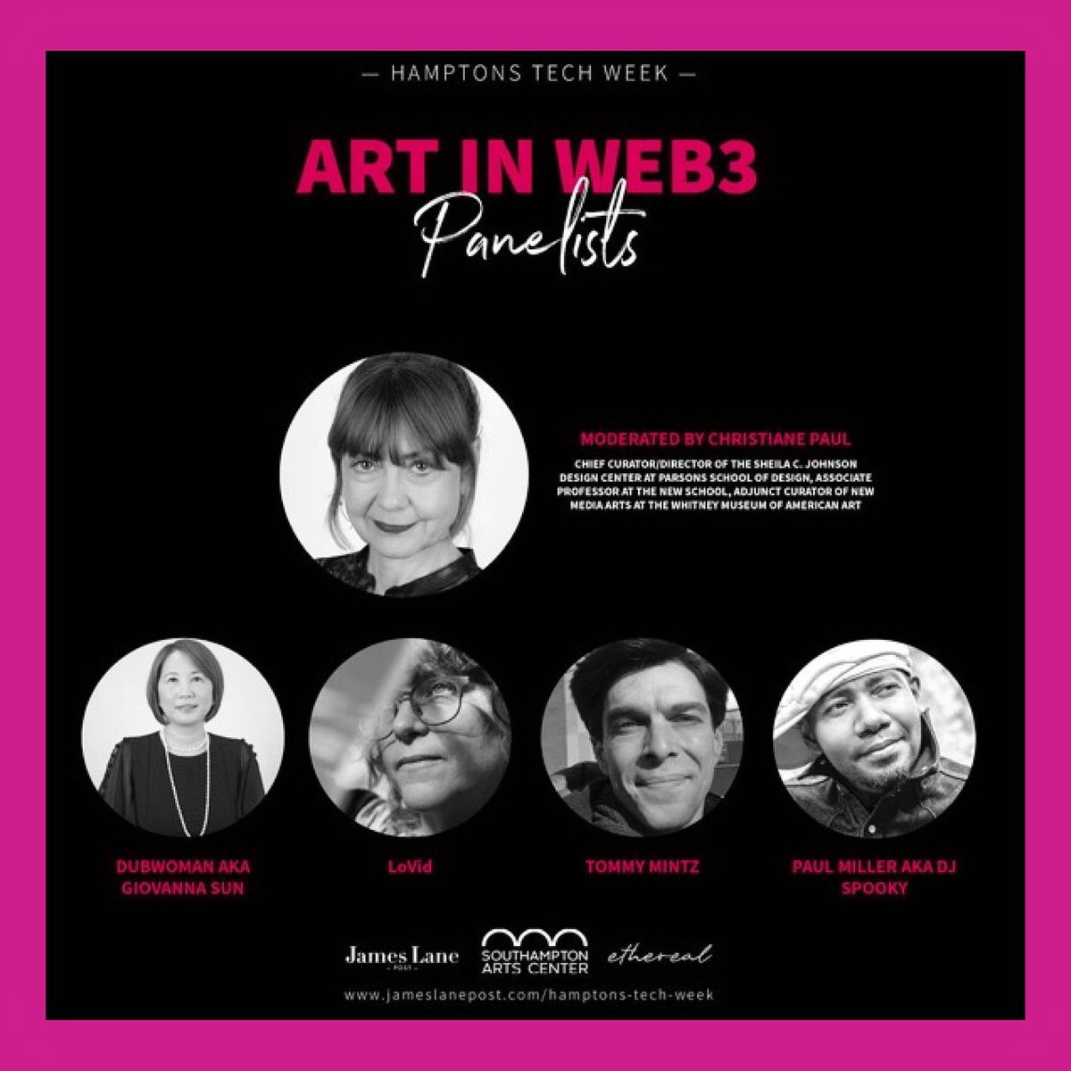 GiovannaSun's tweet photo. Iโm so excited and looking forward to see all the web 3 enthusiasts in Hamptons. With @ArtbitClub @techspressions @SouthamptonCtr @lovidlovid @tommymintz @djspooky @ChristianePaul2 #artinweb3 #hamptonstechweek #web3 https://t.co/zwc4tbSSMy