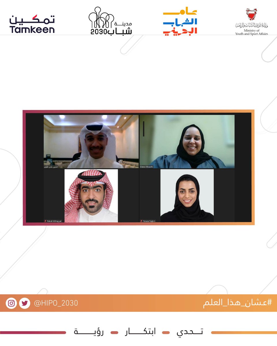 جانب من المقابلات الشخصية الإلكترونية للمتقدمين لبرنامج هايبو يوث. 

#عشان_هذا_العلم
#تحدي_ابتكار_رؤية 
#hipo_2030