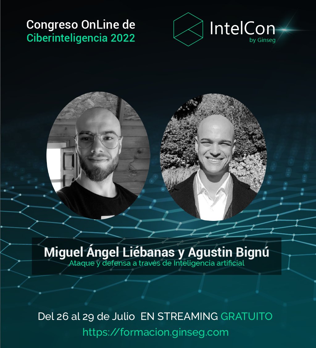 gIntelSeg's tweet photo. Miguel Ángel Liébanas y Agustín Bingú de @HumanTrends estarán en #IntelCon2022, explicando  conceptos básicos del funcionamiento de un #ModeloInteligente y su aplicación práctica en diferentes escenarios de ataque y defensa entre organismos públicos y privados. #ciberinteligencia https://t.co/MYEa4m8sZx