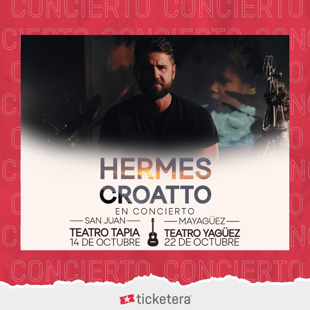 Busca tus boletos ya y prepárate para una noche llena de cultura y folclor puertorriqueño con Hermes Croatto.

Boletos 🎟 y más información en ticketera.com/hermes-croatto….    

#Vamos #Ticketera #Concierto #PuertoRico