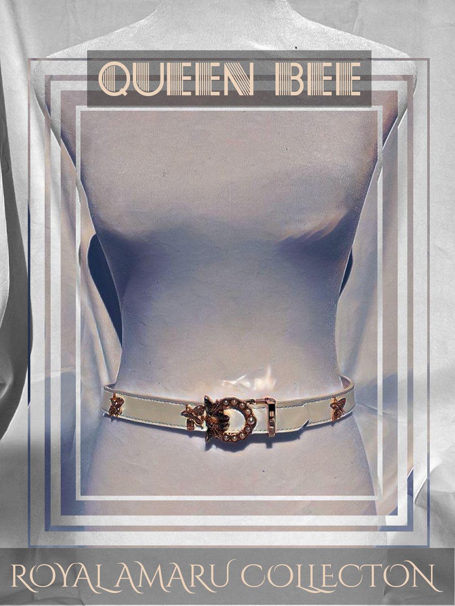 RoyalAmaru13's tweet photo. THIS BEEautiful belt is made with all white leather with golden bees set around the belt. Topped off with a round belt buckle with white pearls and two bees completes this royal look for queens!!! https://t.co/hottPFOJpd