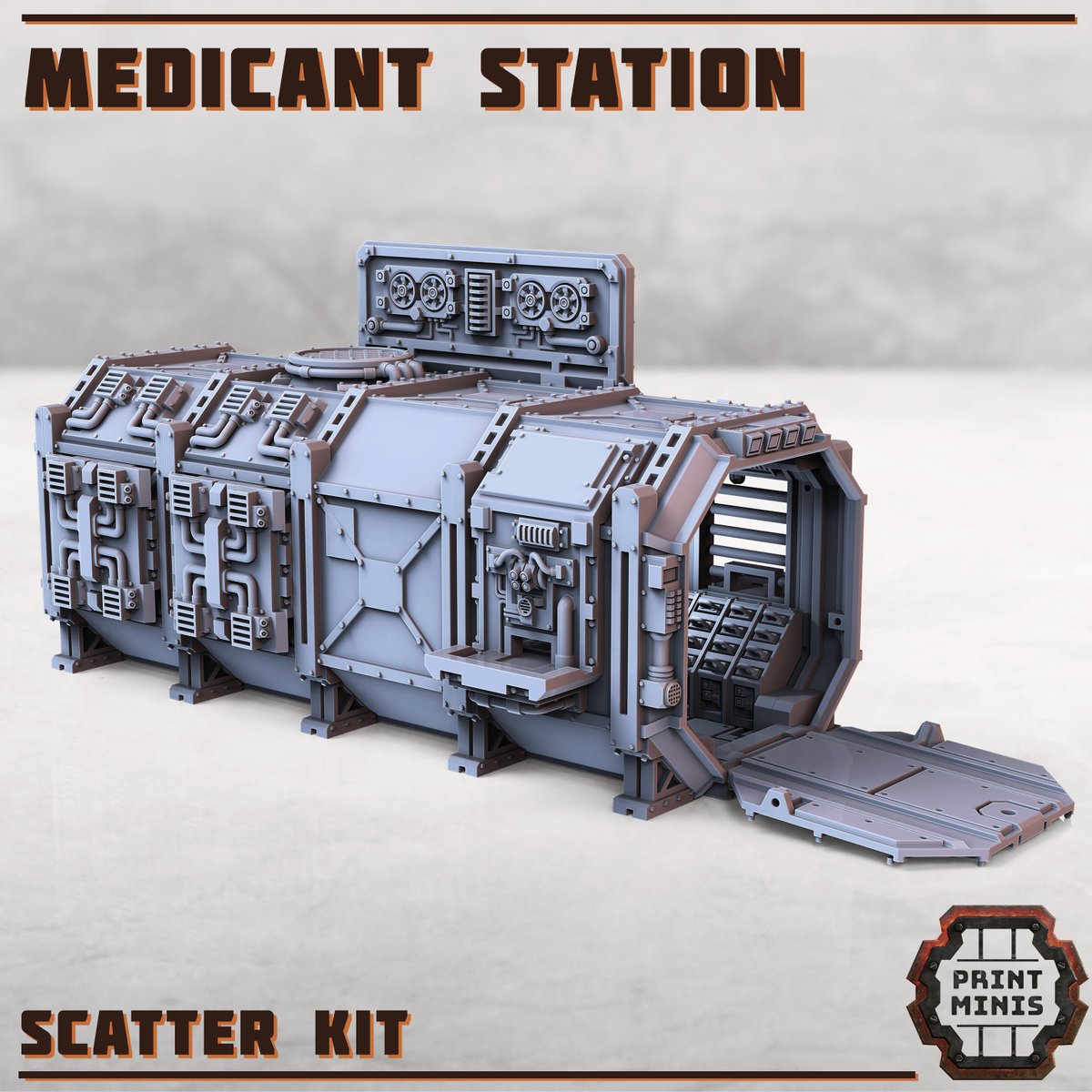 PrintMinis's tweet photo. The Medicant Station! 
A 'shipping container conversion kit' designed to create a mobile treatment centre for the densely packed Hab Stacks of Mortuus Secunda! 
> https://t.co/9y71uNvsy0
#necromunda #tabletopterrain #gamesworkshop #warhammer40k #warhammer #40k
#wargaming #3dprint https://t.co/Kq6d1uKAny