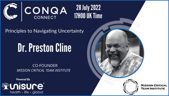 Join Us next Thursday for the next #CONQAConnect Session with Dr. Preston Cline Ed.D, powered by the <a href="/unisuregroup/">Unisure Group</a> 

Session's topic is:
➡️ Principles to Navigating Uncertainty

👉 Thursday 28th July, 17h00 UK Time.
Sign up ➡️ conqaconnect.com

#performance #training