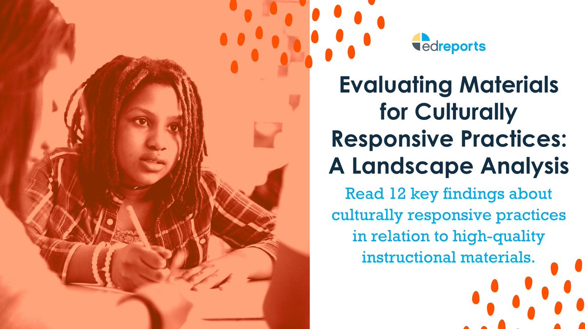 Accel_Network's tweet photo. Research shows that culturally responsive content in curriculum makes a difference for students. 

👉Explore a new analysis from @EdReports that evaluates tools used by educators to assess curriculum for culturally responsive practices. https://t.co/4elbVdhVxj https://t.co/M1sfl6rZyd