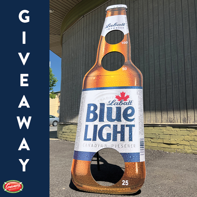Time for a giveaway 😎
Retweet to win a Labatt Blue Light football toss game!
(3 soft footballs are included)

Must be following us, must pick it up at (1) of 18 Consumer's locations. ends 7/22/22.