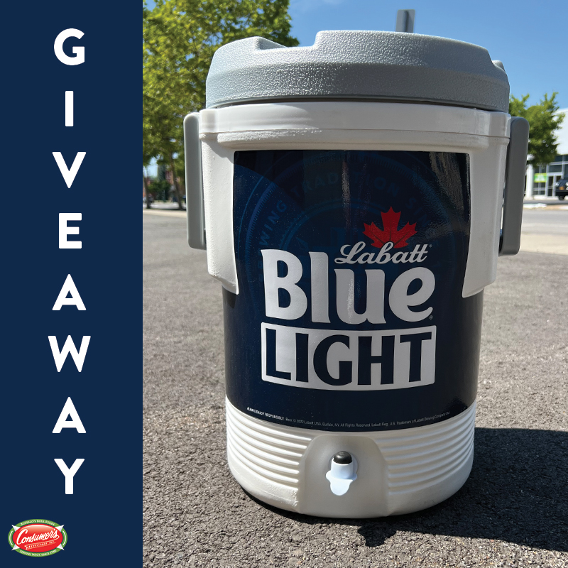 Time for a giveaway 😎
Retweet to win a Labatt Blue Light twist off cooler!

Must be following us, must pick it up at (1) of 18 Consumer's locations. ends 7/22/22.