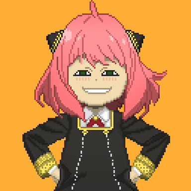 Anya Forger, i loved draw her :3

Next will be Loid

#anime #animes #pixelart #pixelartist
#aseprite #asepriteart #pixel #retro #art #arte #digitalart #cute #fanart #fanartanime #pixelartwork #spyxfamily #spyxfamilyfanart #anya #anyaforger #anyaforgerfanart #spyxfamilyanya