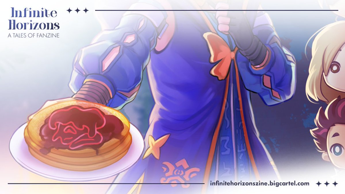 Sorbet_and_Rice's tweet photo. A preview of my Tales of Arise piece for @talesfanzine !! I'm illustrating a story by @_Cavalierious_ please look forward to it 🥞

Pre-orders open until August 5th!  https://t.co/mxYOkuED8C https://t.co/k3ZP30liVW