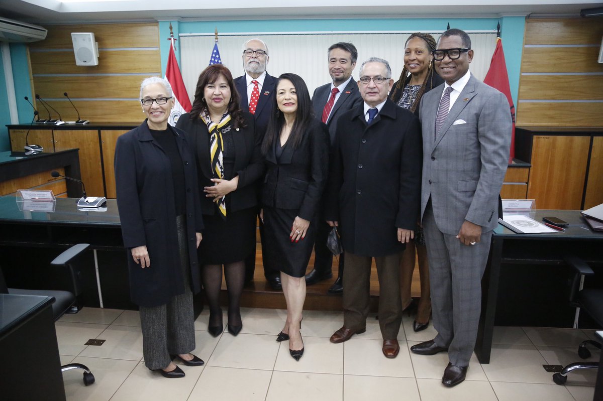 We would like to recognize our founder and chair <a href="/GloriaBSantiago/">Gloria B. Santiago</a> for receiving an honorary doctorate from the @Universidad Nacional de Asunción Paraguay and signing a memorandum of standing between Rutgers Camden University and UNA University. <a href="/USAID/">USAID</a>
