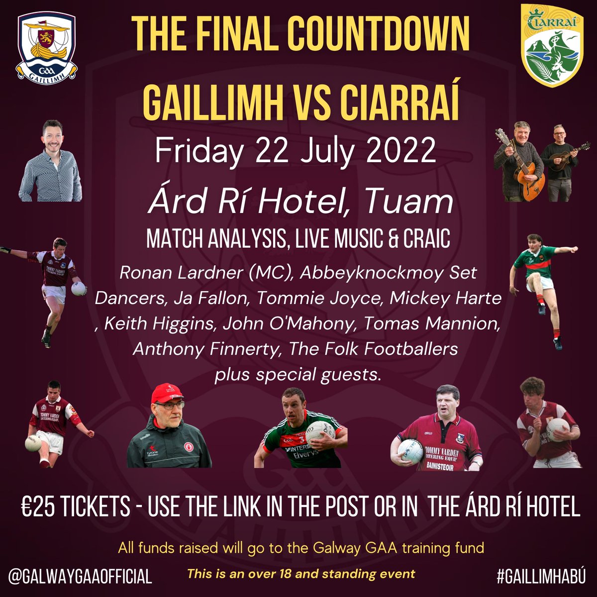 🔈 THE FINAL COUNTDOWN🔈
Tickets are still on sale for the ultimate Galway GAA Supporters event 👇 .......selling fast!
🎟️universe.com/events/galway-…

#riseofthetribes
#gaillimhabú