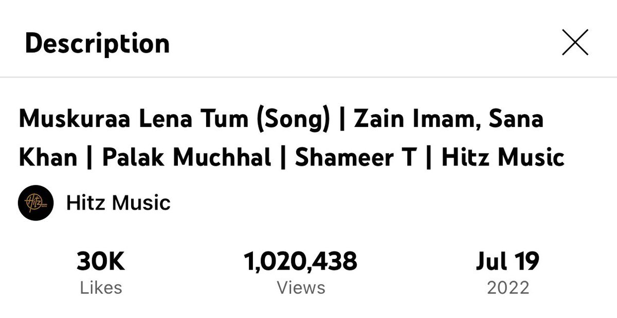 #MuskuraaLenaTum music video has surpassed 1 million views on YouTube..!❤️💃

@zainimam01 #SanaKhan @palakmuchhal3 @shamirtandon #PriyankaRBala #NitinFCP @vinodbhanu 
#aakhi #Fanaa #FanaaIshqMeinMarjawan #AgastyaRaichand #ZainImam