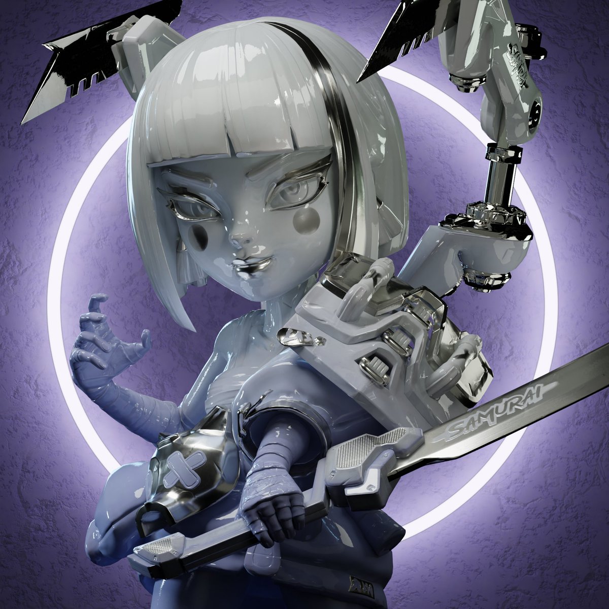 AmbrusStudio's tweet photo. #SneakPeek Time  

Texture: Ceramic 
Attributes: hardcore and stylish 🤺

The ceramic Rin is a combination of modern fashion &amp; classic art, can you tell any story from her eyes? 

Join our discussion in DC: https://t.co/2RGdazInPh

#Design #NFT #gamefi https://t.co/Z13jYFXLMv