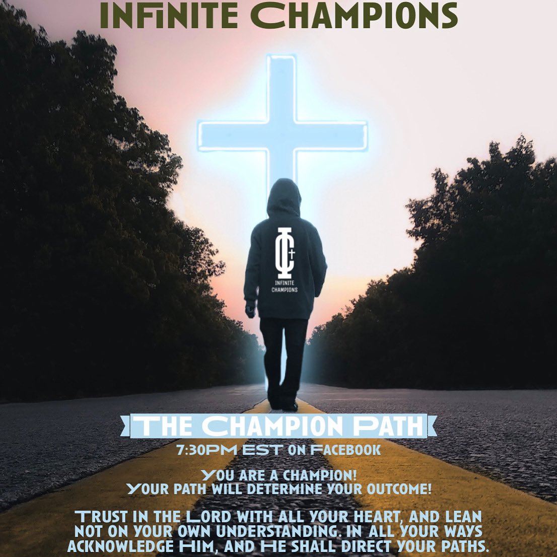 INFINITECHAMPS's tweet photo. TONIGHT‼️ The Champion Path 🛣
Be sure to tune in on #Facebook or #Youtube 7:30PM EST📱💻
Tag someone who needs to hear this!
#INFINITECHAMPIONS #Christian #BibleStudy #FayettevilleNC #NC #ICSERIES #ICMESSAGES #bible #God #Amen #TheChampionPath https://t.co/3orjDAjd3a