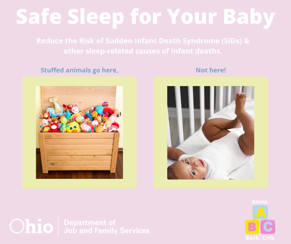 OhioJFS's tweet photo. Baby should always be placed in an empty crib. Keep all soft objects and loose bedding out of the crib.
https://t.co/Fmra37gPRl
#InfantSafeSleep #AloneBackCrib #ABC #ODJFS https://t.co/rtDwjQZWvG