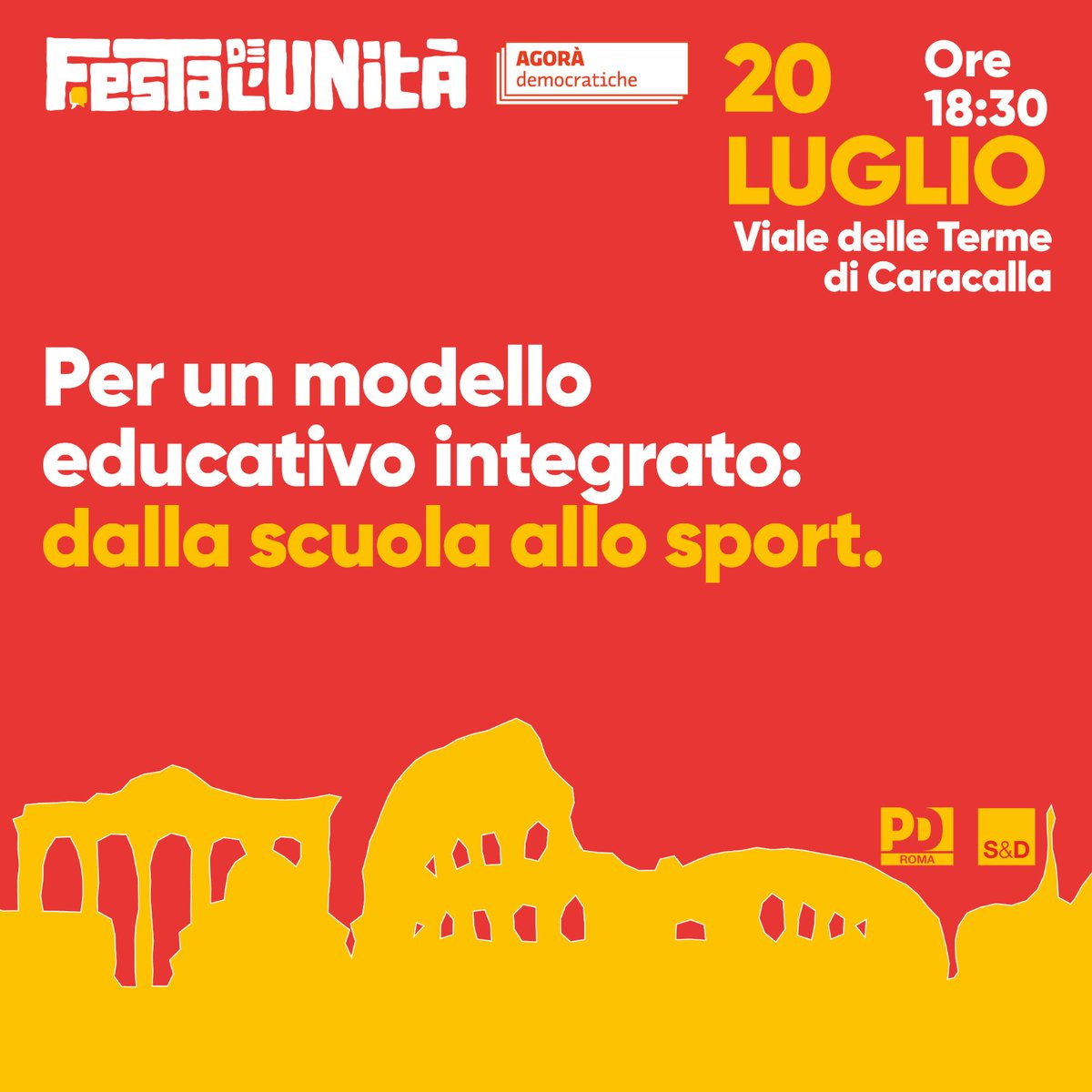 DanieleParrucci's tweet photo. Vi aspetto domani alle 18.30 alla Festa de l'Unità per parlare di sport e di modelli educativi integrati. Con me ci saranno rappresentanti delle istituzioni e  amici con cui condividiamo l'impegno quotidiano per migliorare sport e scuola sul nostro territorio https://t.co/uVVndfVfL2