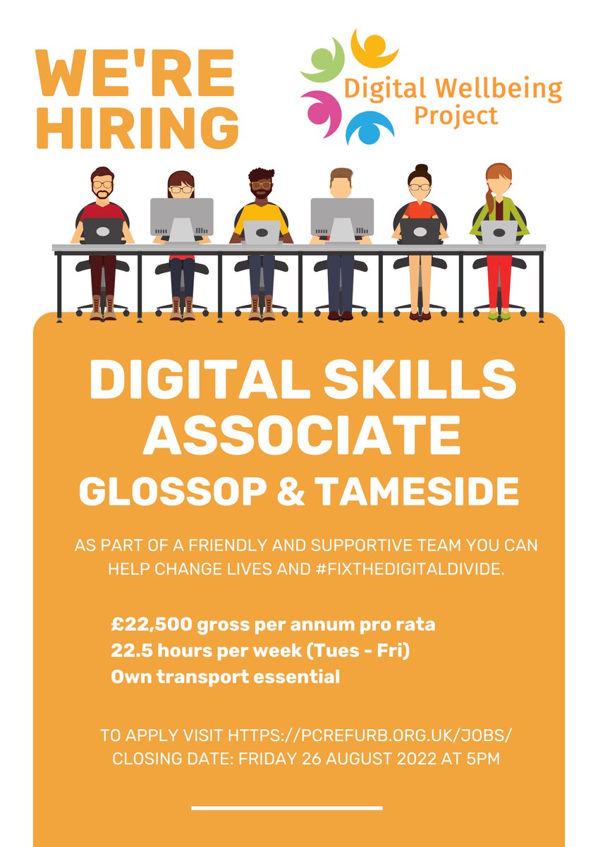 🎉 EXCITING NEWS 🎉 Are you looking for a fresh challenge? Want to be part of a dynamic fast-growing team helping to #FixTheDigitalDivide? We are recruiting a DIGITAL SKILLS ASSOCIATE within our NHS-funded project across #Tameside and #Glossop - see below for details