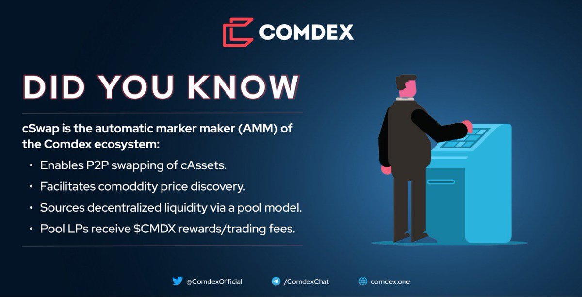 ComdexCroatia's tweet photo. An AMM makes it possible to swap two assets without the aid of order books or a central intermediary. 

A trading company must "create the market" in centralized systems in order to enable the exchange of assets between traders. https://t.co/FyQlVVafca