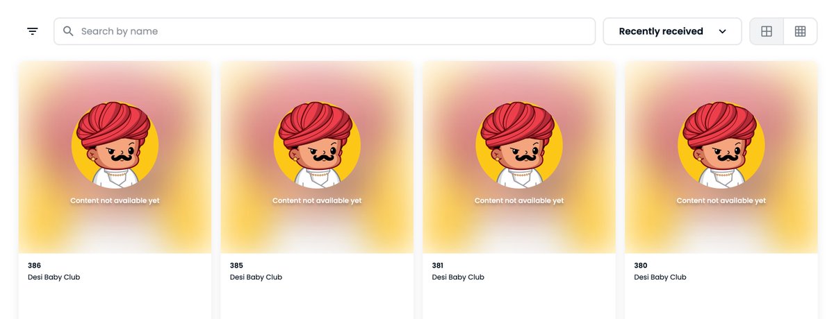 Just minted 4 @desibabyclub #NFTs
Super exciting #Web3 project from #India 
Powerhouse Artist <a href="/PrasadPBhat/">PrasadBhat.eth</a> leading it
Great founders:@Chirtrr <a href="/juniortgr/">Tan Gera, CFA</a> 
@leenaGandhiA
Total supply 1500 #NFTs 
399 gone in less than 15 minutes
mintdesibabyclub.com
#NFTCommuntiy #nftcollectors