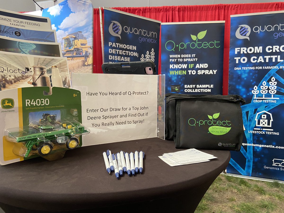 QuantumGenetix's tweet photo. Things are rolling here at #AIM22  at Booth SB72 come and say hi and enter to win a John Deere sprayer! And Q-protect kit! #aginmotion #agtech #genomicssimplified https://t.co/rjMpKnI1AX