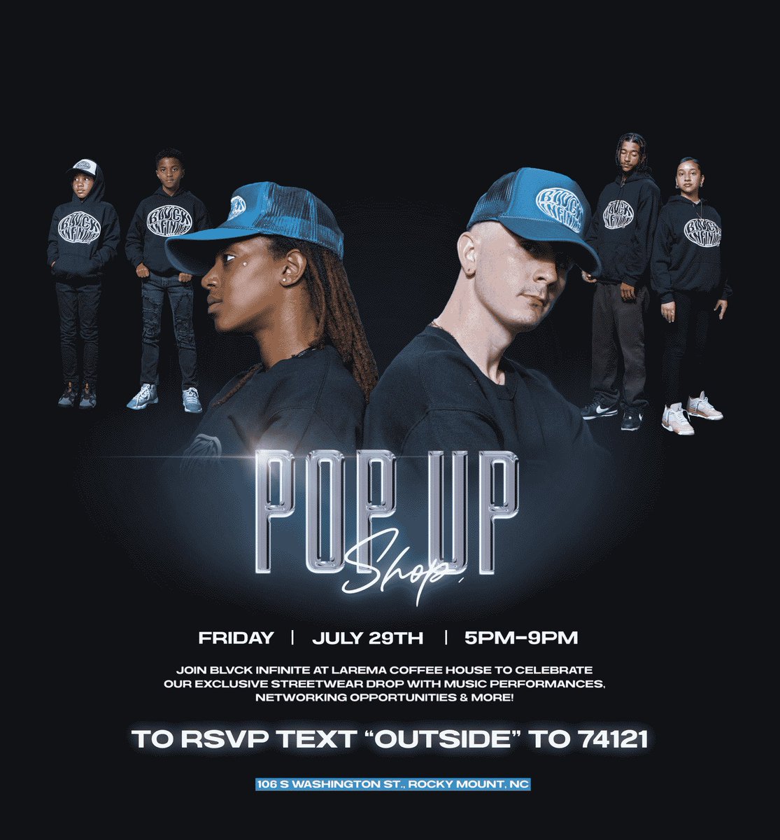 kozmicsheem's tweet photo. 🗓FRIDAY JULY 29TH 📍@laremacoffee ! TEXT “OUTSIDE” TO 74121 TO RSVP
______________________________________
#blvckinfinite #merch #popupshop #larema #252 #community #graphicdesign #livemusic #upcomingartist #rockymount #smallbusiness iz #socialmedia
📸🎨- @Brias_interlude https://t.co/mlvys8IUgG