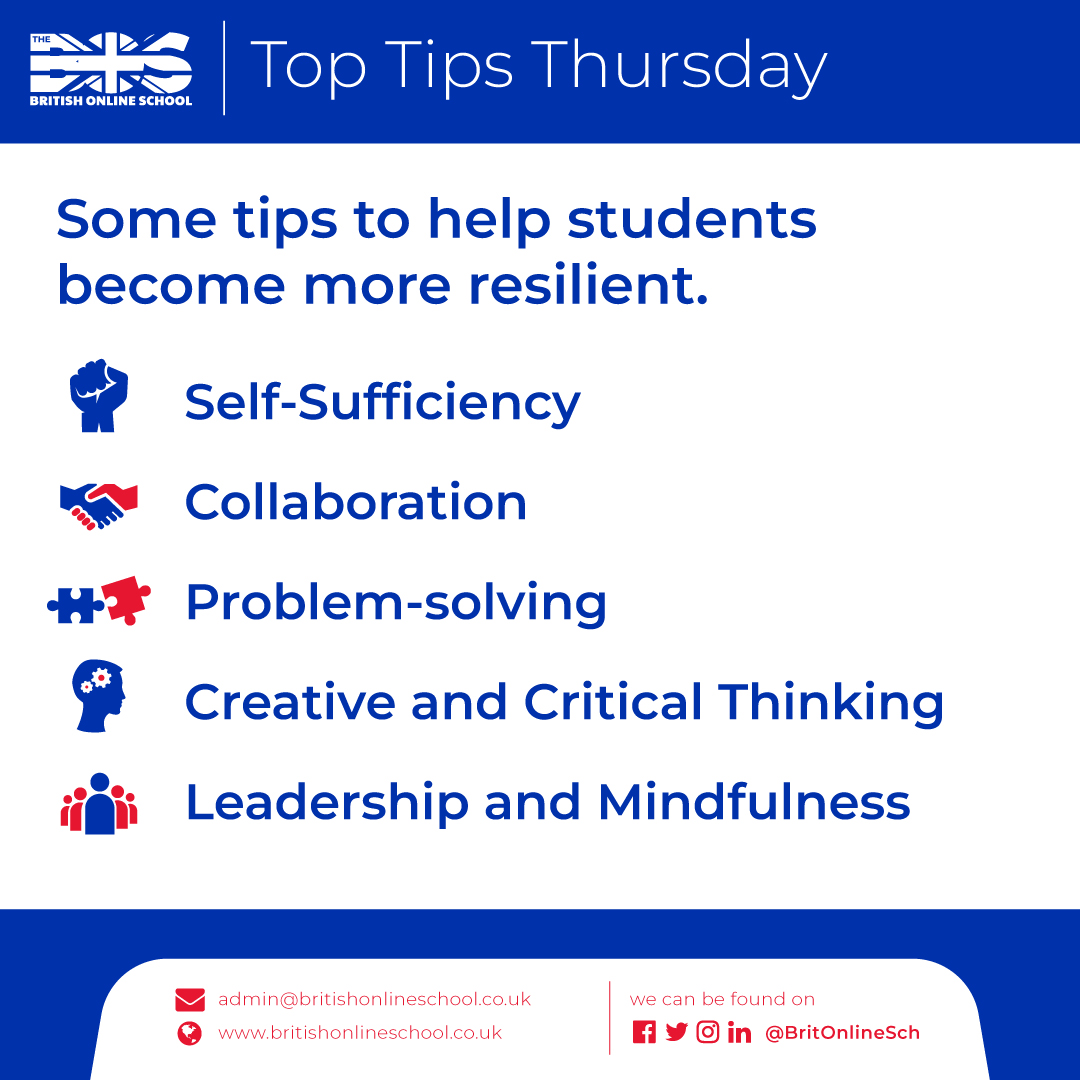 BritOnlineSch's tweet photo. Resilience helps to protect us from feeling overwhelmed and stressed as you become better equipped to deal with life's pressures. Building resilience in children helps them to overcome obstacles more easily. 
#toptips #wellness #toptipsthursday #resilience #wellbeing https://t.co/cosKVesxX8
