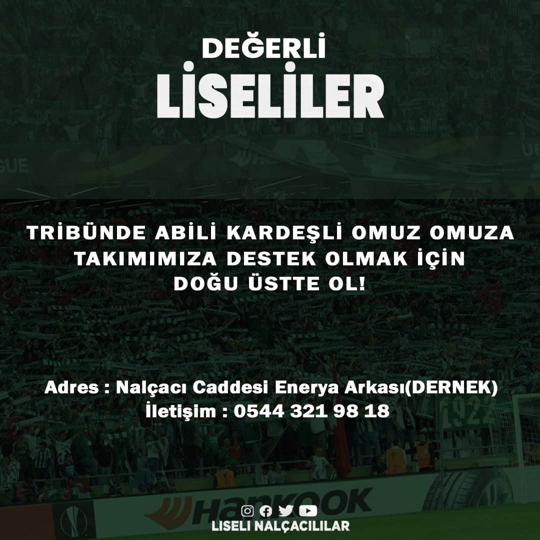 📢 : Değerli Liseliler Kombine Satışlarımız Devam Etmektedir Bu Sezon Takımımıza Destek Olmak İçin Tribünde #abilikardeşli Omuz Omuza Olmak İçin Derneğe Kombine Almanız İçin Bekliyoruz✊

#alemdeliseliler