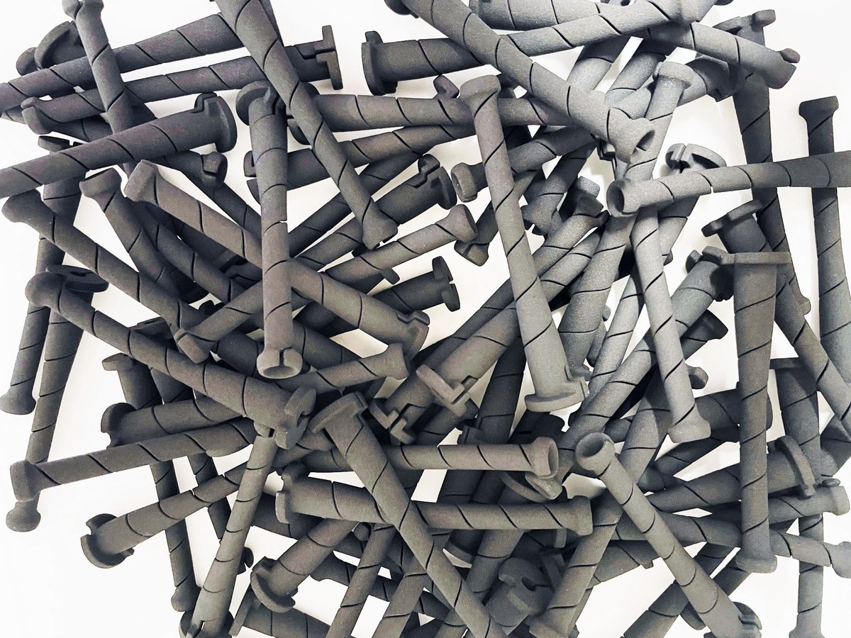 Specifically designed strain reliefs produced with #HPMultiJetFusion #3Printing in flexible Lubrizol ESTANE 3D M95A TPU can improve the life performance and tense strength of #CableAssemblies. Contact us to learn how #AdditiveManufacturing enhances your #WireHarness applications