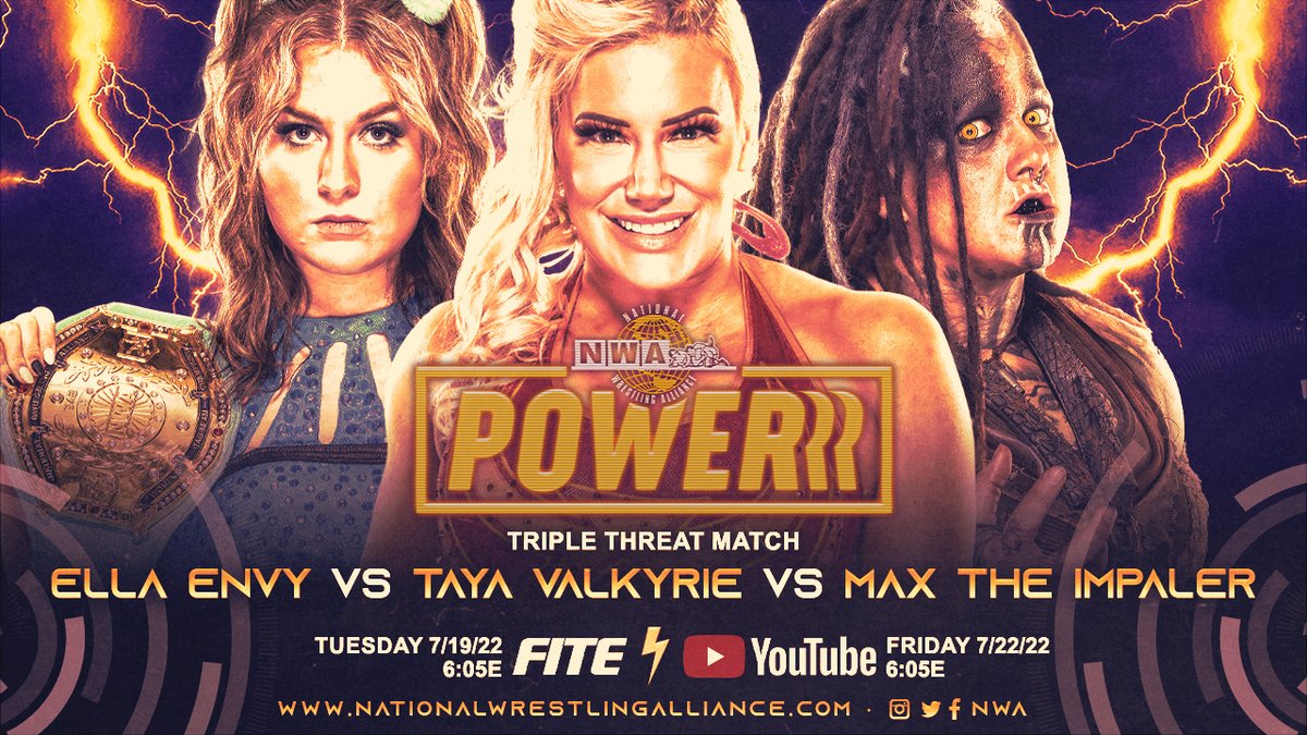 nwa's tweet photo. This week on #NWAPOWERRR It’s the finals of the #RaceToTheChase tournament!! Who will face NWA Worlds Heavyweight Champion Trevor Murdoch for the #10lbsOfGold at #NWA74?!
📺 FIRST on FITE Tuesdays.
💥 FREE on YouTube Fridays.
⏰ 6:05 EST
🔥 The NWA. Wrestling as it’s meant to be https://t.co/FqlGmiGzg9