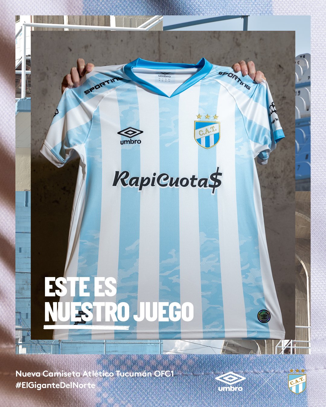 motivo Prehistórico Humorístico Marca de Gol on Twitter: "⚪🔵 Atlético Tucumán lanzó su nueva camiseta  titular x @UmbroArgentina. ¿👍🏻 o 👎🏻? https://t.co/M3BEnojHHk" / Twitter