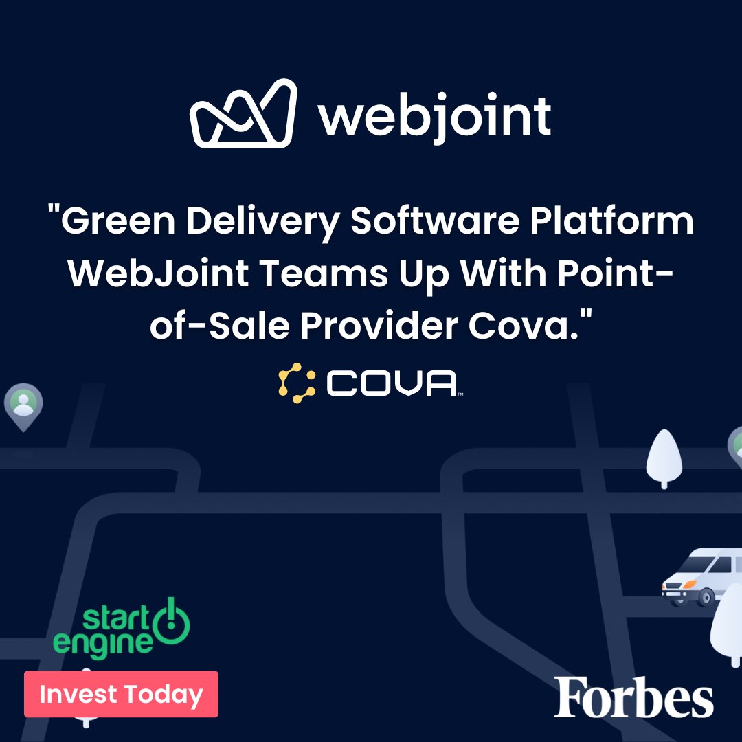 WebJoint was featured in the renowned publication Forbes!

"Green Delivery Software Platform WebJoint Teams Up With Point-of-Sale Provider Cova." 👇

forbes.com/sites/jacqueli…

#RegCF #webjoint #software  #tech