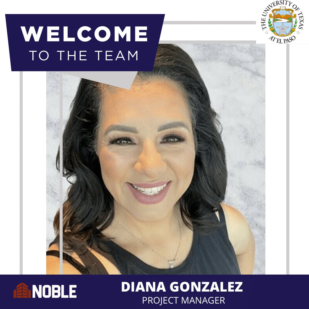Welcome to the Noble team!
 
Let’s welcome Diana Gonzalez, our newest Project Manager! Diana will be working with our commercial client groups in the RGV region. We’re excited to have her expertise &amp; collaborate together!

#NobleTexas #Noble #TeamNoble #welcome #newemployee