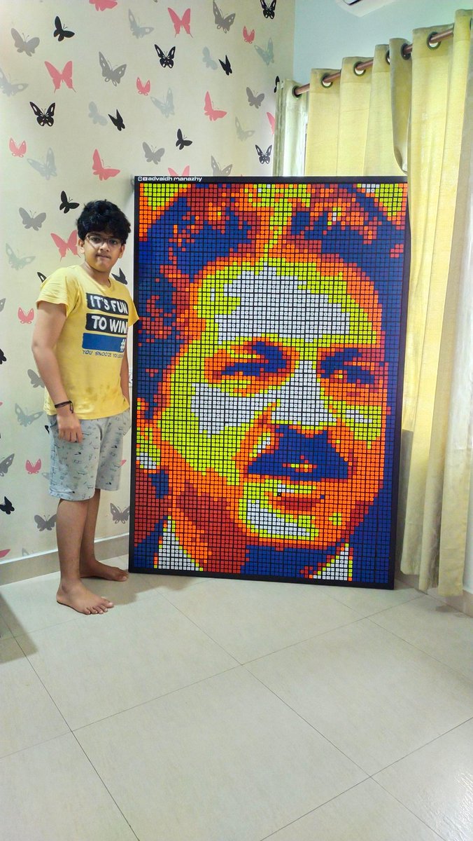 MAdvaidh's tweet photo. @anandmahindra Sir, 
A Rubik's cube Mosaic Art using 600 Rubik's cubes. A little effort to give a sweet surprise to Sir #AnandMahindra ! 
@MahindraRise 
@tech_mahindra 
@KotakBankLtd 
@MahindraRacing 
@MahindraAdvntr 
@Mahindra_Thar 
@MahindraScorpio 
@MahindraElctrc 
@TheWeek https://t.co/FQQGbPYdGQ