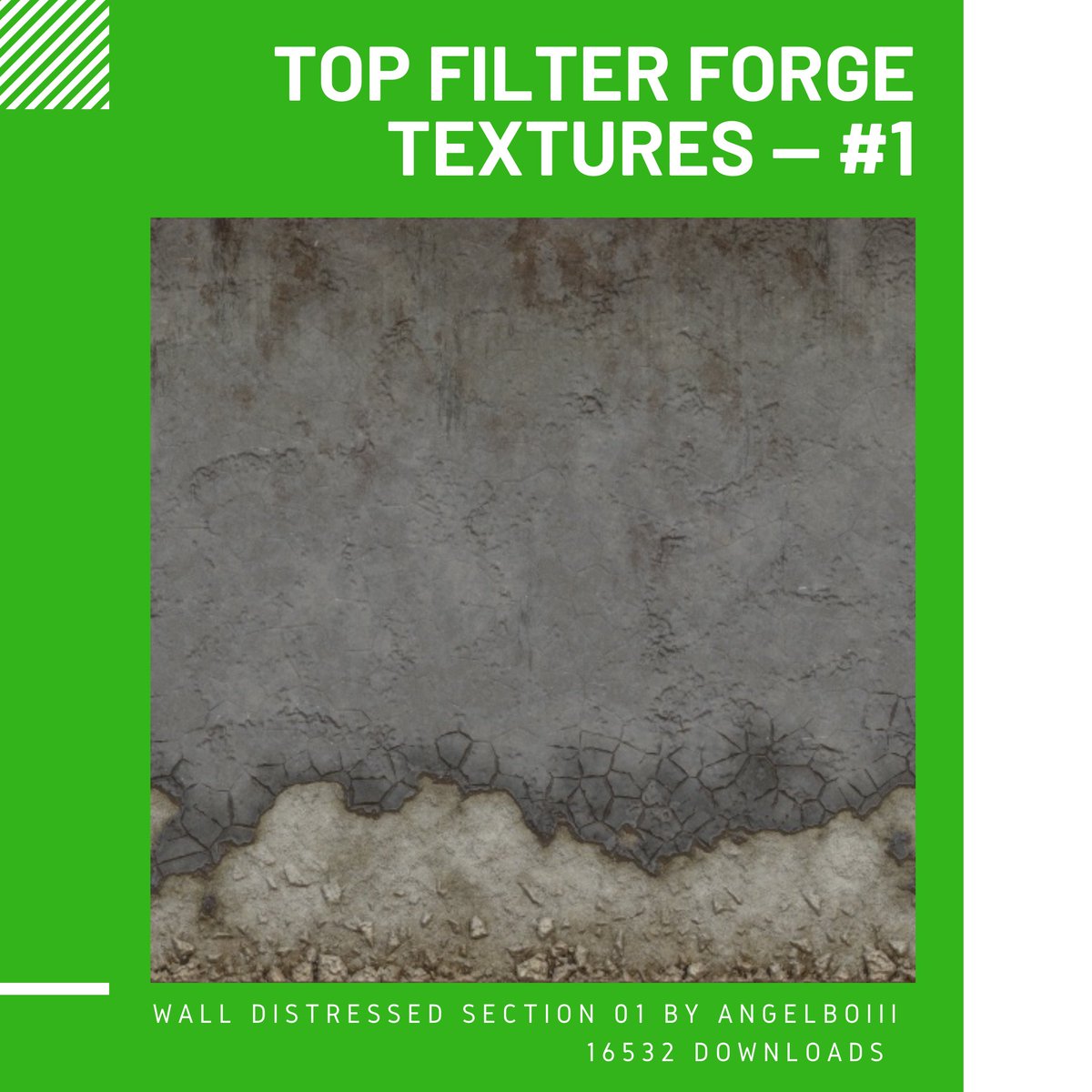 filterforge's tweet photo. This week we'll post the all-time top of #FilterForge textures.
The #1 is Wall Distressed Section 01 by angelboiii
https://t.co/3sagggIS88
Old distressed wall with an option to turn bottom part on or off to get decent concrete wall.
#3dtexture #walltexture #concretetexture https://t.co/41ye9GUsWZ