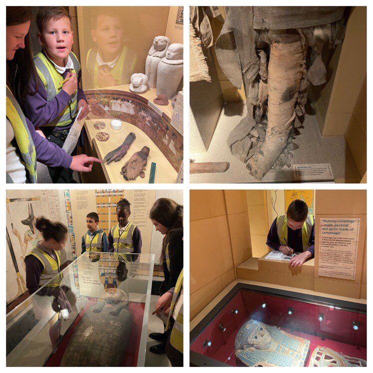 OPA_ParkHill's tweet image. Last week, our year 5 pupils explored Egyptian hieroglyphs from real ancient artefacts in the tomb of Osiris at Bagshaw Museum, and made studies onto papyrus from their observations. @Artsmarkaward @KirkleesMuseums @OGATArts #Artsmark20
