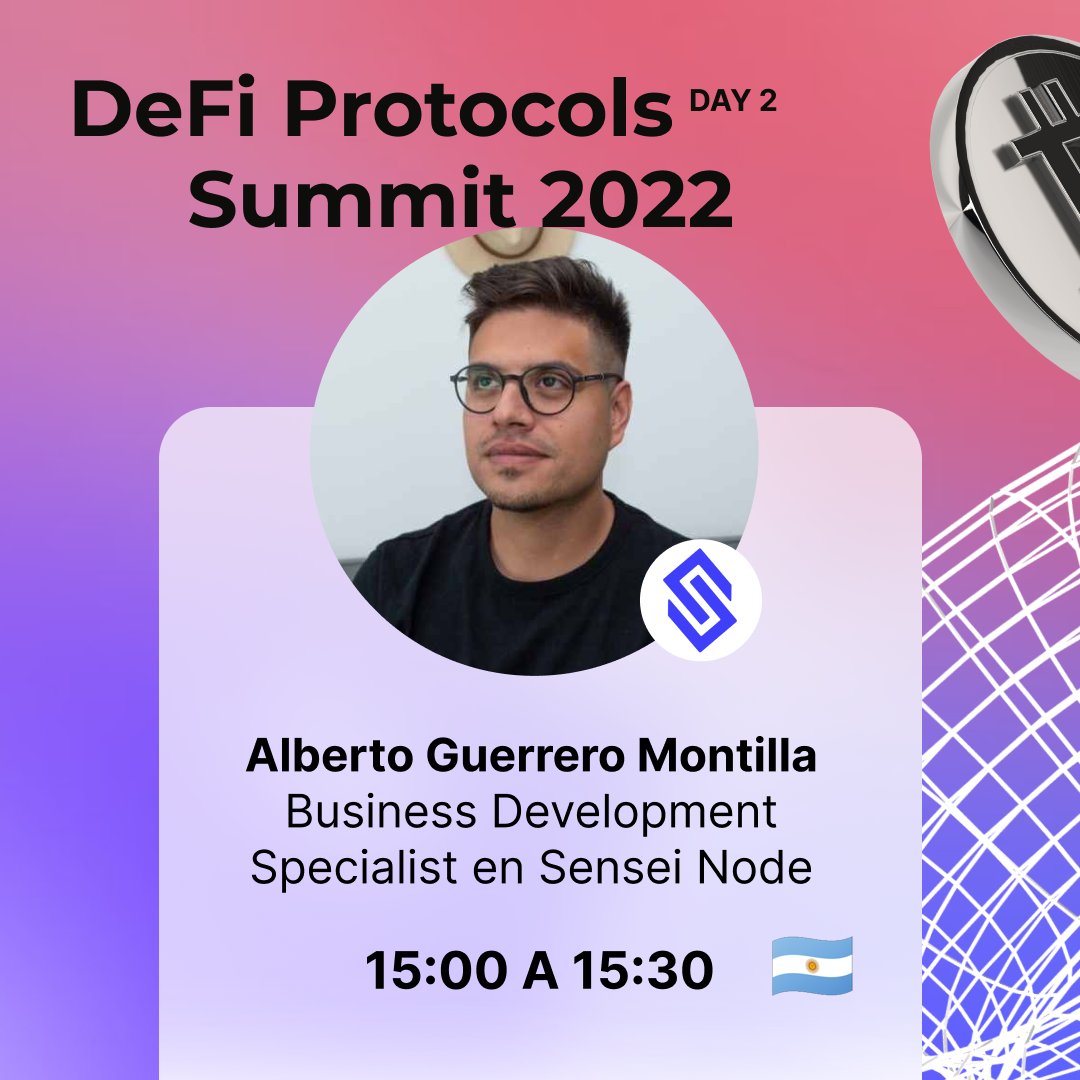 #DeFi Protocols Summit 2022

Día 2⃣

📍<a href="/AlbertoOnChain/">AlbertoOnChain</a> de <a href="/SenseiNode/">SenseiNode</a>

🇲🇽 🇵🇪 🇨🇴 13:00 Hrs
🇻🇪 🇨🇱 14:00 Hrs 
🇺🇾 🇦🇷 15:00 Hrs 
🇪🇸 20:00 Hrs 

Inscríbete👇
us02web.zoom.us/webinar/regist…