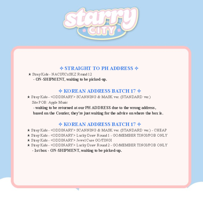 starrycityph's tweet photo. ┈┈⋆ #SCPHUpdates✨
Thank you so much for the patience
Always Stay Safe and Healthy po!

☆ If we missed an update don't hesitate to DM us.
☆ Incoming updates this week will be replied to this tweet. https://t.co/dJD3SLQDLc