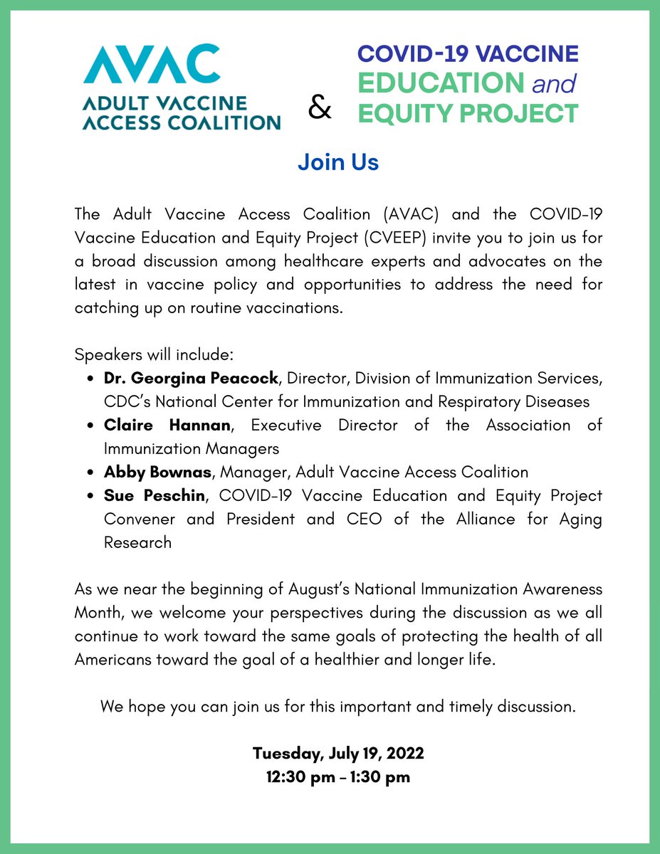 TheForce_MHF's tweet photo. Join us today at 12:30 to learn about catching up on all vaccines for adults and children so you're prepared for the fall. 

Quick Registration Here:
https://t.co/wRE5SStRQ3

#whatyouneedtoknow #healthcareadvocacy https://t.co/ncngwQYGpp