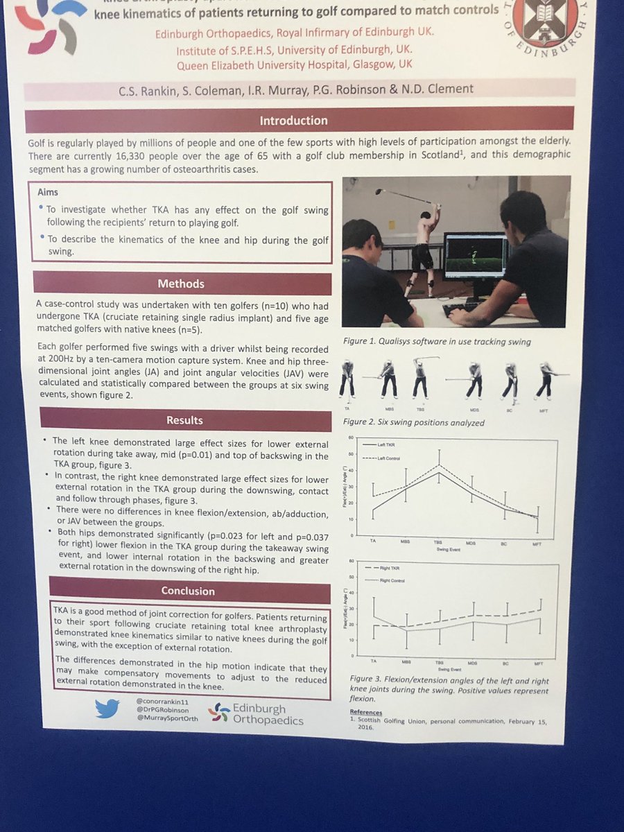 RobinsonOrth's tweet photo. @EdinOrthopaedic contributing data on playing golf after arthroplasty at the #GolfandHealth2022 Congress here in Edinburgh. Great support from Stryker for the event and bringing the MAKO robot. Super talk from Nick Clement delivering the @EdinAdultRecon experience. https://t.co/B3cpfycnjq