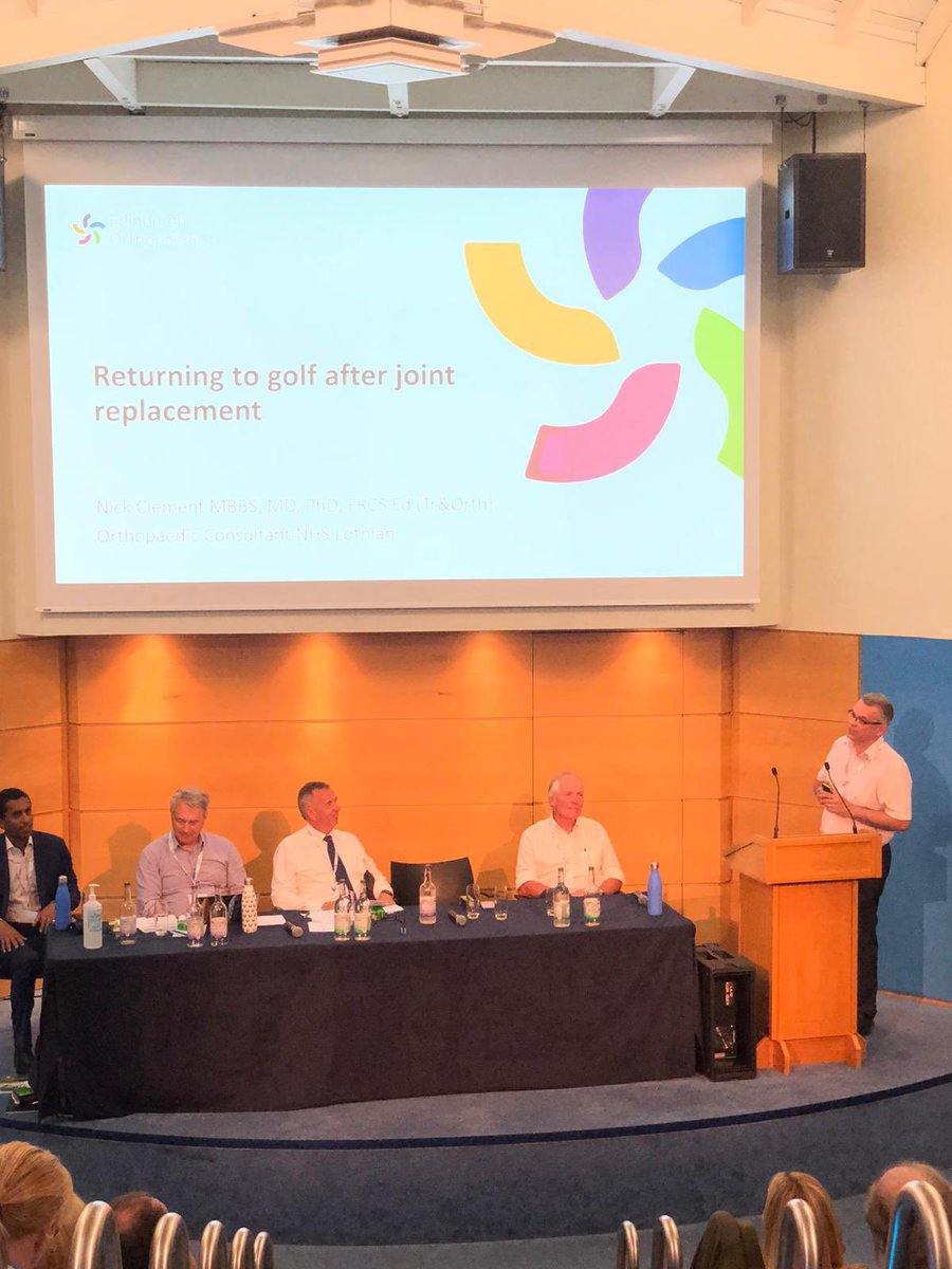 RobinsonOrth's tweet photo. @EdinOrthopaedic contributing data on playing golf after arthroplasty at the #GolfandHealth2022 Congress here in Edinburgh. Great support from Stryker for the event and bringing the MAKO robot. Super talk from Nick Clement delivering the @EdinAdultRecon experience. https://t.co/B3cpfycnjq