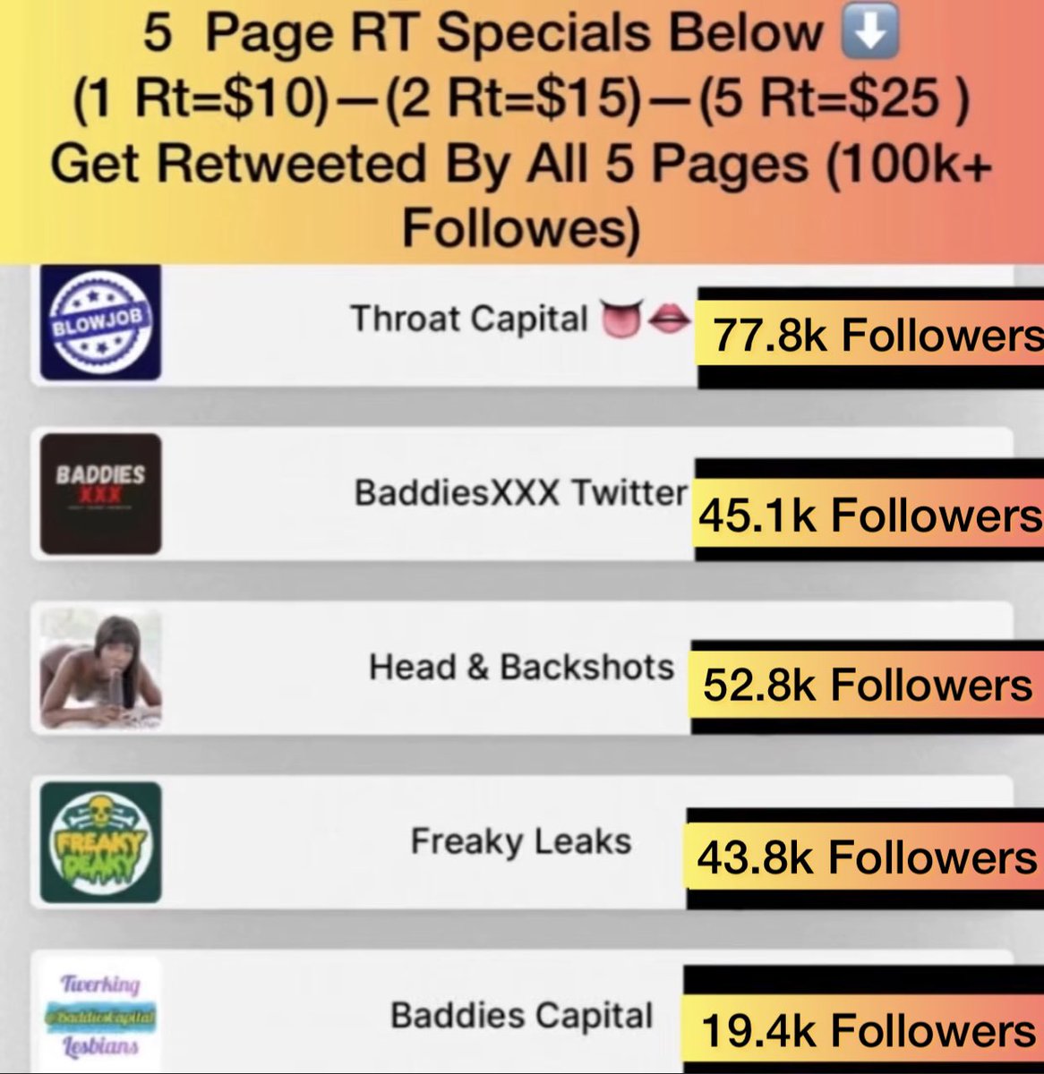 Freaky Leaks on Twitter: "New Promo Special, Come Get Retweeted By All