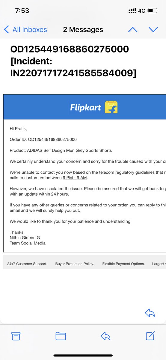 pratikdas321's tweet photo. @flipkartsupport More than 48 hours no one contacted me back with any update. Promised timeline was 24hours https://t.co/6hF9iD2SoY