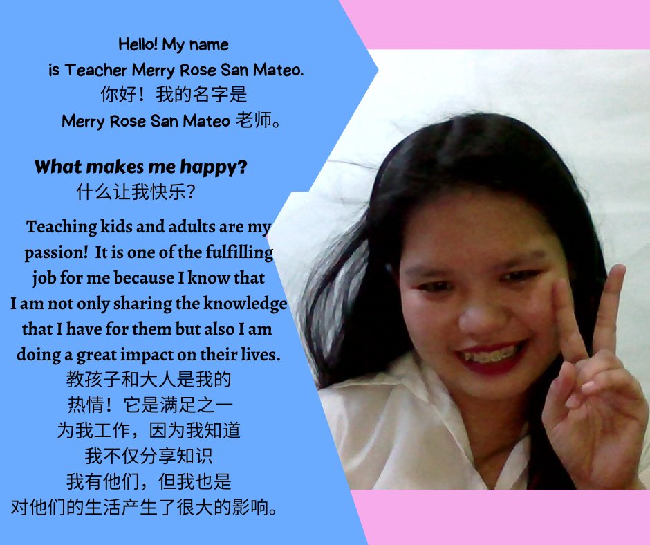 TeacherMrose's tweet photo. Hello Good evening! I've been teaching Chinese kids and adults. I am really happy to be their teacher.

#OnlineEnglishTeacher
#ESLTeacher
#EnglishTeacher 
#PrivateClasses
#PrivateEnglishTutor
#PrivateStudent
#ChineseStudents
#JapaneseStudents
#KoreanStudents
#ThaiStudents https://t.co/JItDfwkJLy