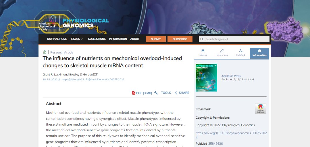 APSPublications's tweet image. The influence of nutrients on mechanical overload-induced changes to skeletal muscle mRNA content - new research in @PhysiologicalG 

ow.ly/AX8k50JZeTU

#musclefunction #articlesinpress